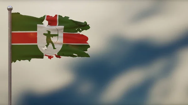 Κομητεία Nottinghamshire 3d tattered κυματίζει σημαία απεικόνιση στο F — Φωτογραφία Αρχείου