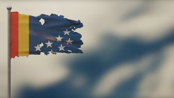 Durham North Carolina 3d tattered waving flag illustration on Fl — ストック写真