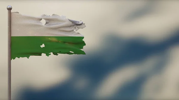 Esmeraldas 3d tattered розмахуючи прапором ілюстрація на Flagpole. — стокове фото