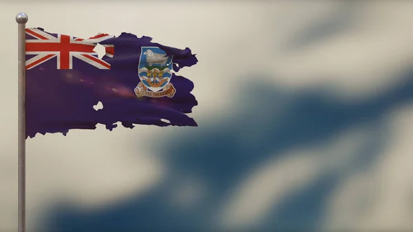 Νήσοι Φώκλαντ 3d tattered κυματίζει σημαία εικονογράφηση για Flagpol — Φωτογραφία Αρχείου