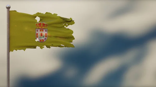 Granada 3d zerfledderte Flagge schwenken Illustration auf Fahnenmast. — Stockfoto