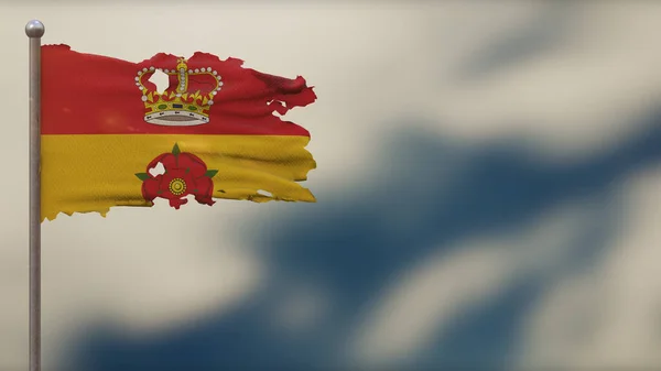 Hampshire 3D zerfledderte Flaggen schwenken Illustration auf Fahnenmast. — Stockfoto