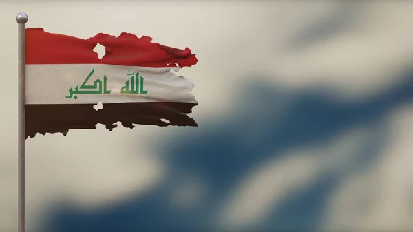 Irak 3d bayrak direğinde sallanıyor. — Stok fotoğraf