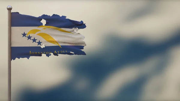 Johnston Atoll 3d tattered розмахуючи прапором ілюстрація на Flagpole. — стокове фото