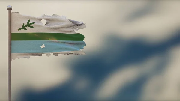 Ilustración de la bandera ondeante hecha jirones Labrador 3D en el asta de la bandera . —  Fotos de Stock