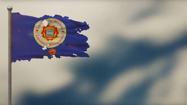 Ланкастер Пенсильвания 3D рваные махать флагом иллюстрация на F — стоковое фото