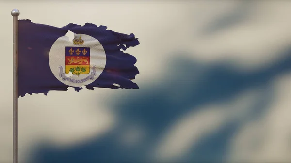 Porucznik gubernator Quebec 3d podarł flagę machając ilustracje — Zdjęcie stockowe