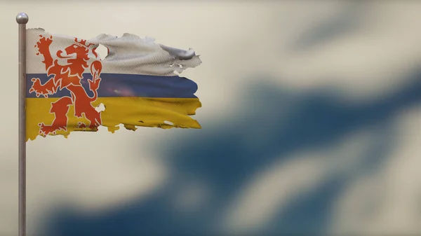 Limburgo 3D frantumato sventolando bandiera illustrazione su Flagpole . — Foto Stock