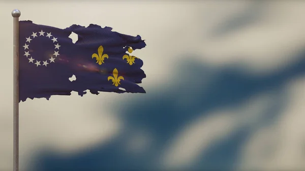 Louisville Kentucky 3D frantumato sventolando bandiera illustrazione sulla bandiera — Foto Stock