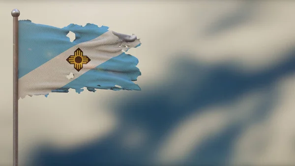 Madison Wisconsin 3D jirones ondeando bandera ilustración en Flagpo —  Fotos de Stock