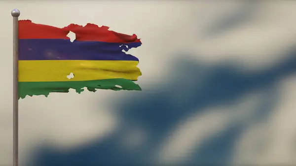 모리시 우스 3D 플래그 그림 이 깃대 위에서 흔들리고 있다. — 스톡 사진