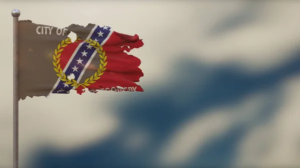 Montgomery Alabama 3d flarden zwaaiende vlag illustratie op Flagp — Stockfoto