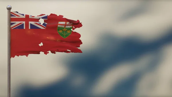 オンタリオ州3Dは旗竿に旗のイラストを振って. — ストック写真