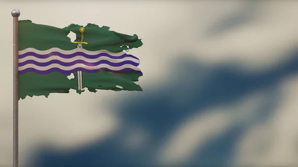 Peterborough Ontário 3D esfarrapado acenando ilustração bandeira na Fla — Fotografia de Stock