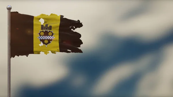 匹兹堡宾夕法尼亚3D撕碎挥动国旗插图上 — 图库照片
