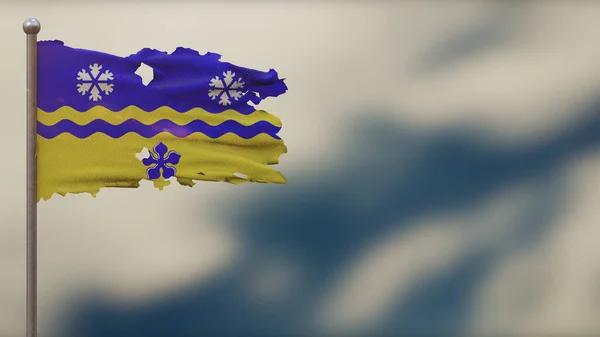 Príncipe George Colúmbia Britânica 3D esfarrapado acenando bandeira ilustrat — Fotografia de Stock