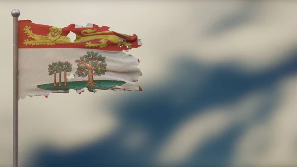 원문 기사보기 프린세스 에드워드 섬 3D, 플라 섬에 떠 있는 깃발 그림 — 스톡 사진