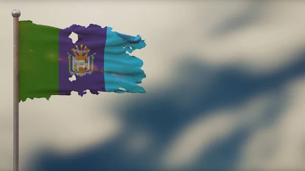 Santa Elena 3D frantumato sventolando bandiera illustrazione su Flagpole . — Foto Stock