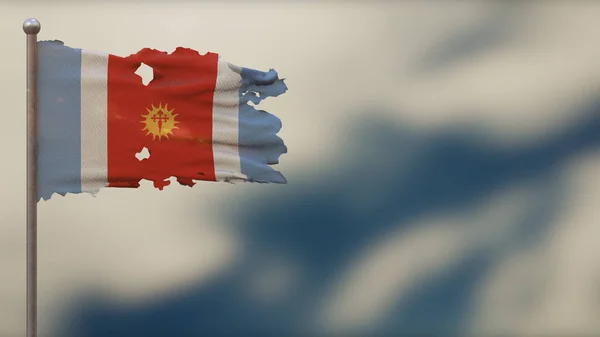 Santiago del estero 3D zerfleddert Flagge schwenkende Illustration auf Fahne — Stockfoto