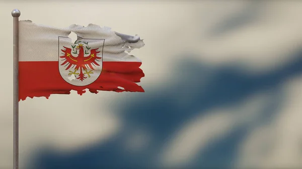 Tirol 3d rongyos integető zászló illusztráció zászlórúdra. — Stock Fotó