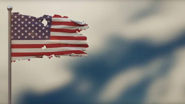 Иллюстрация флага США на флагштоке . — стоковое фото