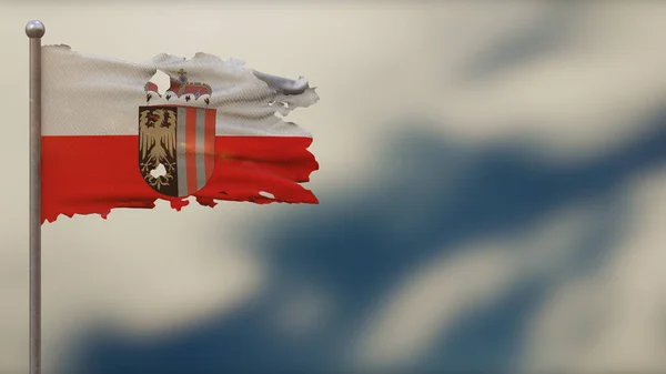 Alta Austria Ilustración de bandera ondulada 3D en asta de bandera . — Foto de Stock
