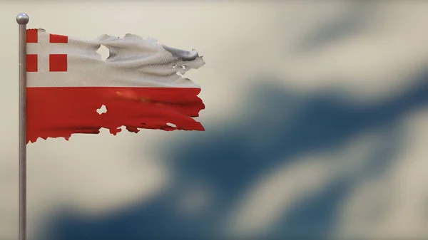 위트레흐트 3D 깃대 위에서 흔들리는 깃발 삽화. — 스톡 사진