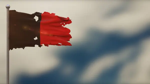 Valle D Aosta 3d flarden zwaaiende vlag illustratie op vlaggenmast. — Stockfoto