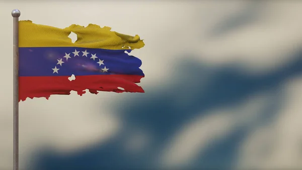 ベネズエラ3Dは旗竿に旗のイラストを振ってタッター. — ストック写真