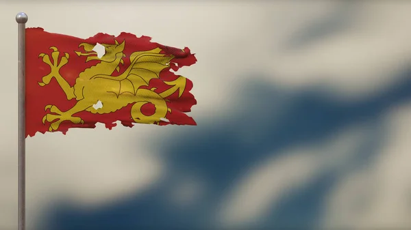 Illustration du drapeau ondulé Wessex 3D en lambeaux sur Flagpole . — Photo