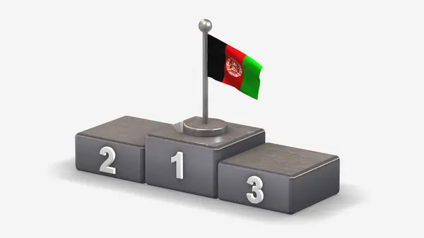 Afghánistán 3D mávání vlajky ilustrace na vítězném pódiu. — Stock fotografie