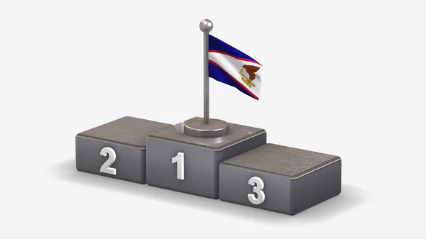 Samoa Americana 3D acenando ilustração bandeira no pódio vencedor . — Fotografia de Stock