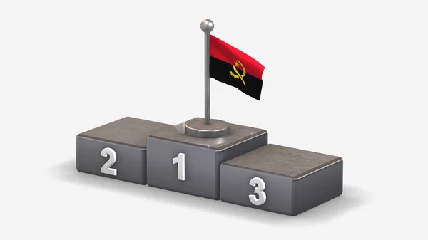 Ангола 3d розмахує ілюстрацією прапора на подіумі переможця. — стокове фото