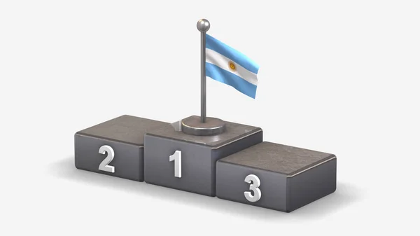 Argentina Ilustración de bandera ondeante 3D en podio ganador . — Foto de Stock