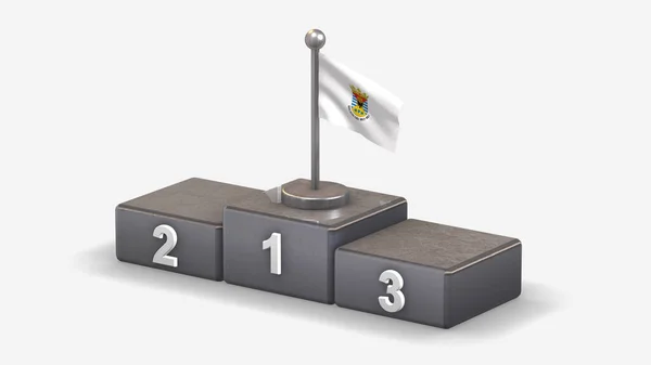 Biobio 3D acenando ilustração bandeira no pódio vencedor . — Fotografia de Stock