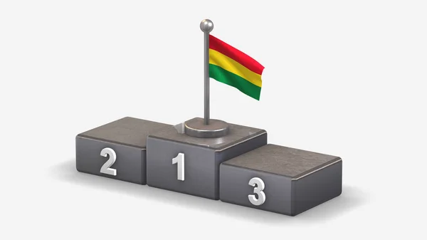 Bolívia 3D-s lobogtató zászló illusztráció a győztes dobogón. — Stock Fotó