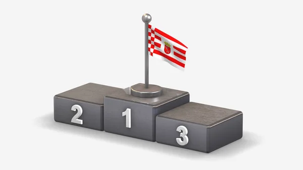 Bremen 3D acenando ilustração bandeira no pódio vencedor . — Fotografia de Stock