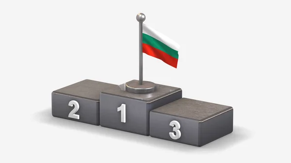 Bulgaristan 3D ödüllü podyumda bayrak sallıyor. — Stok fotoğraf