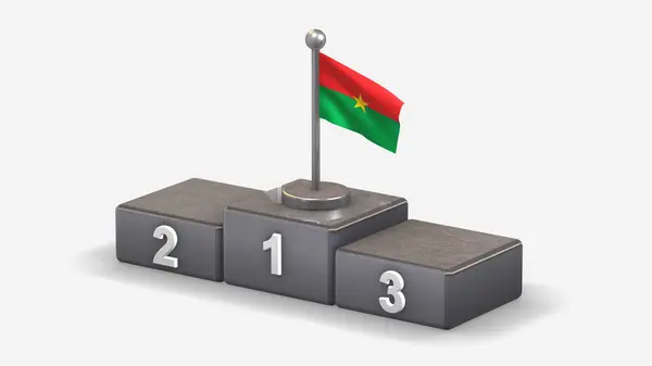 Burkina Faso 3D-s lengő zászló illusztráció a győztes dobogón. — Stock Fotó