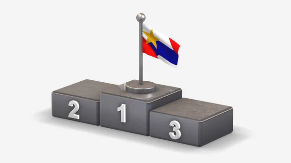 Cidade de Lafayette 3D acenando ilustração bandeira no pódio vencedor . — Fotografia de Stock