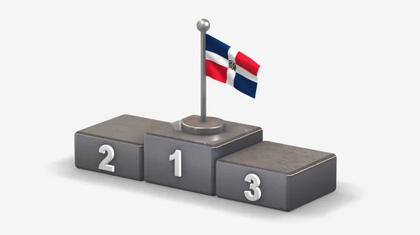Dominika 3D-s zászló illusztráció a győztes dobogón. — Stock Fotó