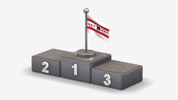 Drenthe 3D waving flag illustration on winner podium. — Stock Photo, Image