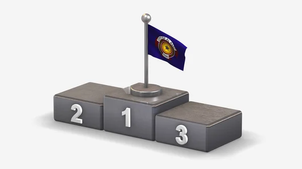 El Paso Texas 3D sventola bandiera illustrazione sul podio vincitore . — Foto Stock