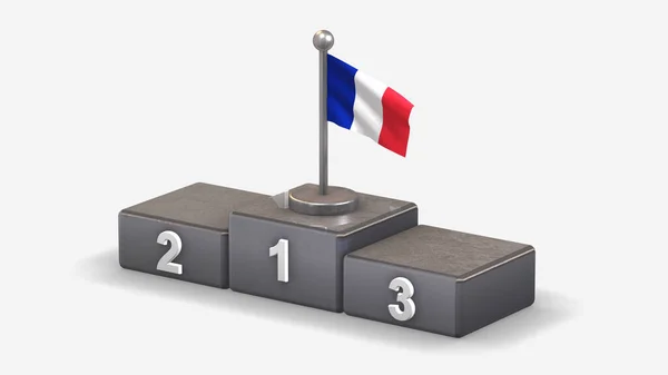 Francia 3D sventola bandiera illustrazione sul podio vincitore . — Foto Stock
