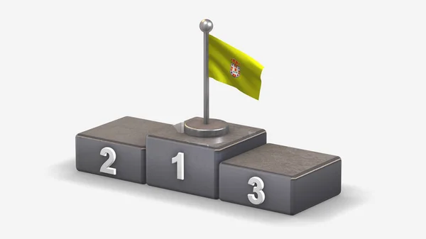 Granada 3D acenando ilustração bandeira no pódio vencedor . — Fotografia de Stock