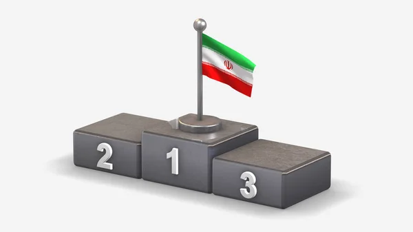 Iran 3D sventola bandiera illustrazione sul podio vincitore . — Foto Stock