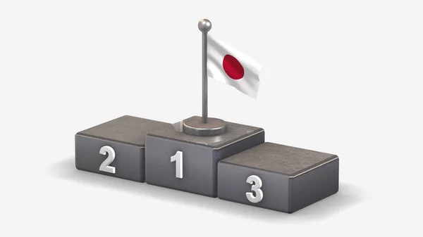 Japón Ilustración de bandera ondeante 3D en el podio ganador . — Foto de Stock