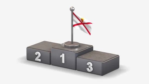 Jersey 3D acenando ilustração bandeira no pódio vencedor . — Fotografia de Stock