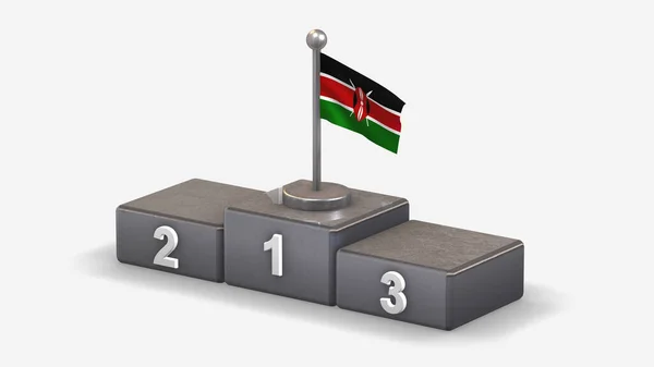 Kenya 3D sventola bandiera illustrazione sul podio vincitore . — Foto Stock