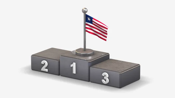 Ліберія 3d розмахує ілюстрацією прапора на подіумі переможця. — стокове фото